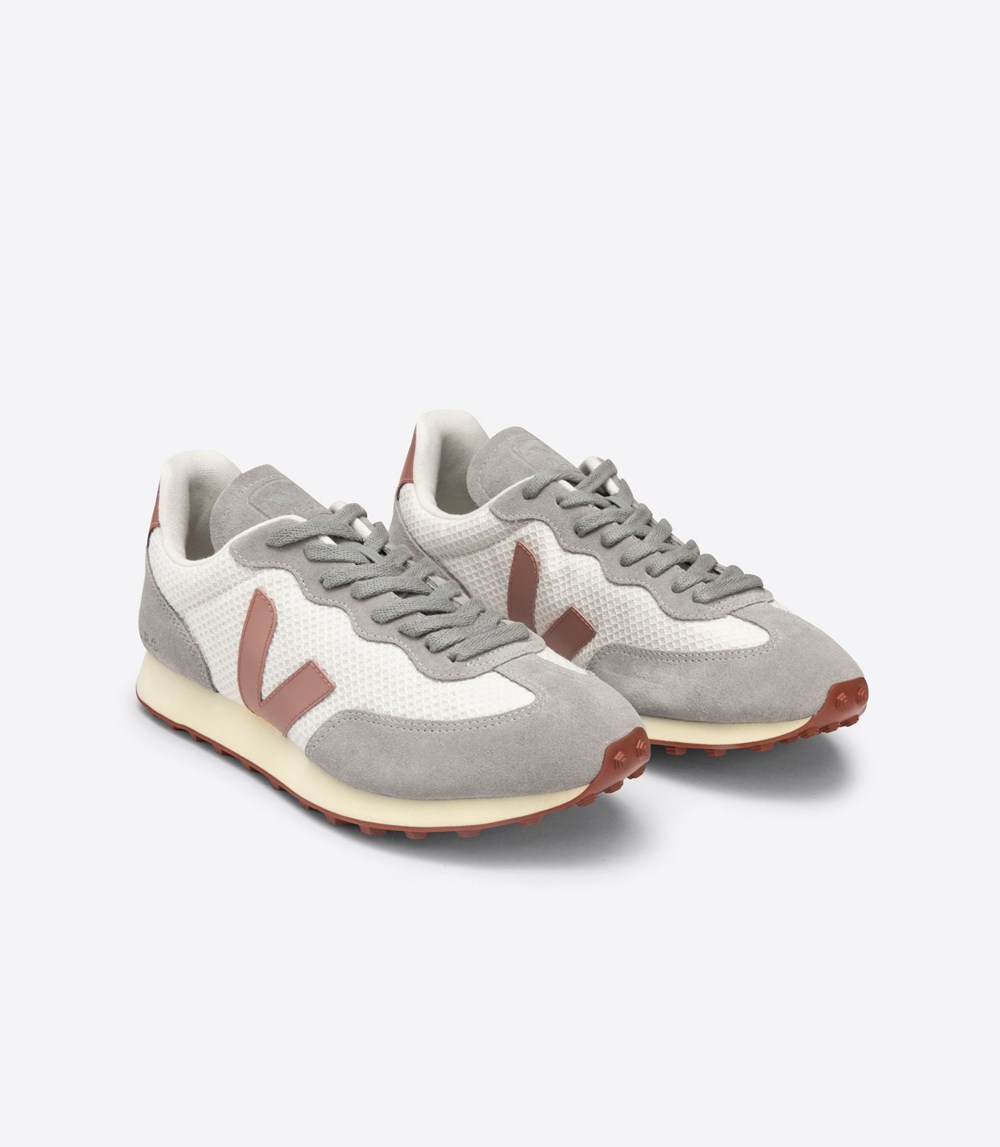 Veja Trainers Womens Grey/White - Rio Branco Hexamesh Gravel - WYKF-12580